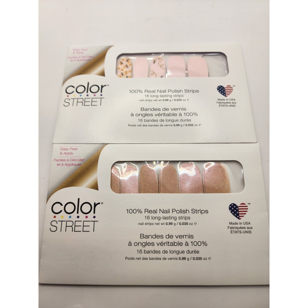 2 New Sets Of Color Street Real Nail Polish Strips, Bee You, Pop The Bubbly